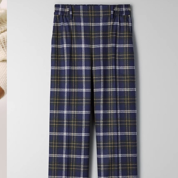 ARITZIA WILFRED Navy Tartan Pant - Picture 4 of 6